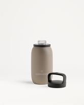 All-Purpose Thermo · Spout Lid water bottle with black cap, designed to keep drinks ice-cold for 24 hours, featuring a large bottle opening.